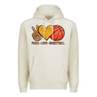 Oatmeal Heather peace love basketball Premium Hoodie - AdoDesignShop