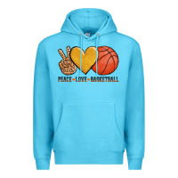 Ocean Blue peace love basketball Premium Hoodie - AdoDesignShop