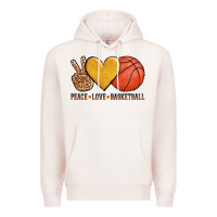 Pale Pink peace love basketball Premium Hoodie - AdoDesignShop