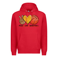 Red peace love basketball Premium Hoodie - AdoDesignShop