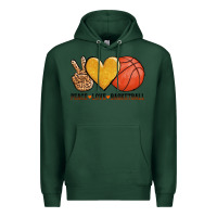 Sports Green peace love basketball Premium Hoodie - AdoDesignShop