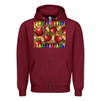Burgundy Teacher Crayons And Apples Zipper Hoodie - LillyAllenDesigns