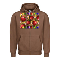 Chestnut Teacher Crayons And Apples Zipper Hoodie - LillyAllenDesigns