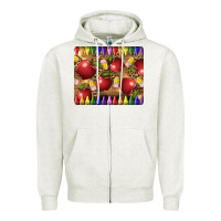 Oatmeal Heather Teacher Crayons And Apples Zipper Hoodie - LillyAllenDesigns