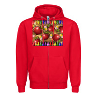 Red Teacher Crayons And Apples Zipper Hoodie - LillyAllenDesigns