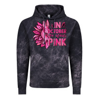 Cloud Black In October We Wear Pink Sunflower Vintage Hoodie - texasbilliewilder