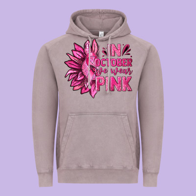 In October We Wear Pink Sunflower Vintage Hoodie Designed By Texasbilliewilder