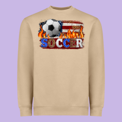 Western American Flag Soccer Heavyweight Sweatshirt Designed By Hra Design Shop