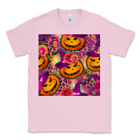 Bubblegum Pink halloween witchy pumpkin seamless pattern Classic Tee - BundleAndBundleShop