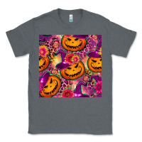 Charcoal Heather halloween witchy pumpkin seamless pattern Classic Tee - BundleAndBundleShop