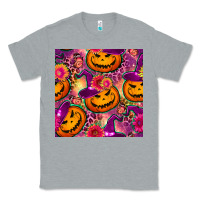 Heather Grey halloween witchy pumpkin seamless pattern Classic Tee - BundleAndBundleShop
