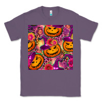 Lavender halloween witchy pumpkin seamless pattern Classic Tee - BundleAndBundleShop