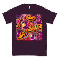Plum halloween witchy pumpkin seamless pattern Classic Tee - BundleAndBundleShop