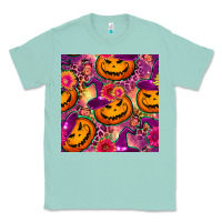 Seafoam halloween witchy pumpkin seamless pattern Classic Tee - BundleAndBundleShop