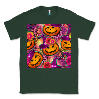 Sports Green halloween witchy pumpkin seamless pattern Classic Tee - BundleAndBundleShop