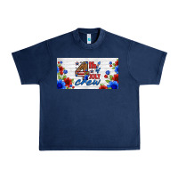 Navy floral 4th of july crew license plate Urban Heavy Tee - HRA Design Shop