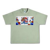 Oil Green floral 4th of july crew license plate Urban Heavy Tee - HRA Design Shop