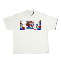 Pistachio floral 4th of july crew license plate Urban Heavy Tee - HRA Design Shop
