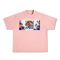 Salmon floral 4th of july crew license plate Urban Heavy Tee - HRA Design Shop
