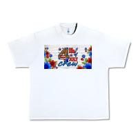 White floral 4th of july crew license plate Urban Heavy Tee - HRA Design Shop
