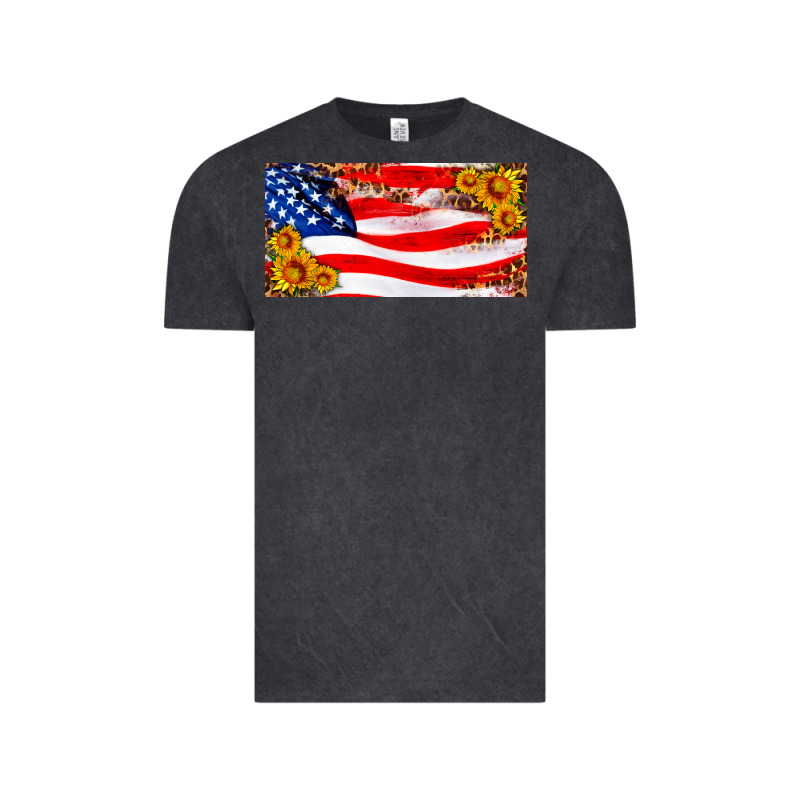 Usa Flag And Sunflower License Plate Vintage Tee by HRA Design Shop | Teevron