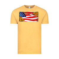 Vintage Mustard usa flag and sunflower license plate Vintage Tee - HRA Design Shop