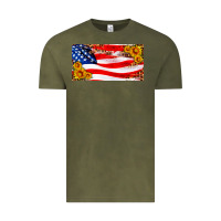 Vintage Olive usa flag and sunflower license plate Vintage Tee - HRA Design Shop