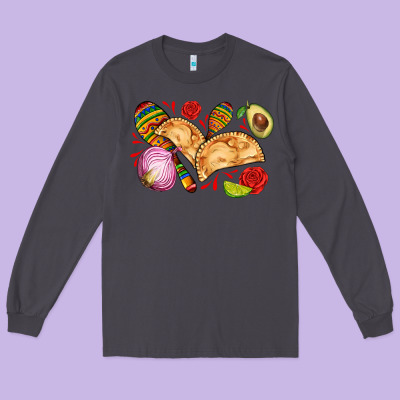 Empanadas Roses Onion Lime And Avocado Long Sleeve Tee Designed By Adodesignshop