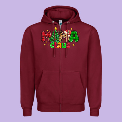 Mama Claus Zipper Hoodie Designed By Nancycooperartshop