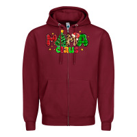 Burgundy mama claus Zipper Hoodie - NancyCooperArtShop