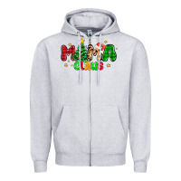 Heather Grey mama claus Zipper Hoodie - NancyCooperArtShop