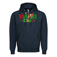 Navy mama claus Zipper Hoodie - NancyCooperArtShop
