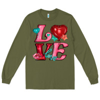 Army Green love with balloons Long Sleeve Tee - AdoDesignShop