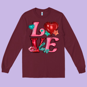 Love With Balloons Long Sleeve Tee Designed By Adodesignshop