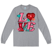 Heather Grey love with balloons Long Sleeve Tee - AdoDesignShop