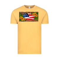 Vintage Mustard usa flag and cactus license plate Vintage Tee - HRA Design Shop