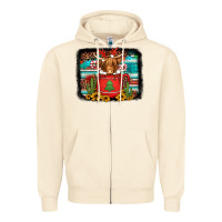 Hot Coco Christmas Highland Cow With Background Zipper Hoodie | Teevron
