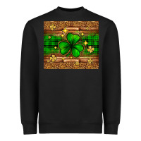 Black St. Patrick's Day shamrock leopard Heavyweight Sweatshirt - Neo Western