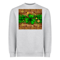 Heather Grey St. Patrick's Day shamrock leopard Heavyweight Sweatshirt - Neo Western