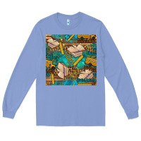Colony Blue student delivery specialist seamless pattern Long Sleeve Tee - BundleAndBundleShop