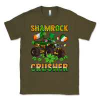 Army Green shamrocks crusher monster truck with shamrocks Classic Tee - AdoDesignShop