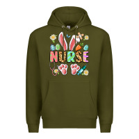 Army Green easter nurse bunny Premium Hoodie - Artiststas
