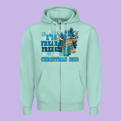 I'm Freakin Freezin Christmas 2023 Zipper Hoodie Designed By Nancycooperartshop