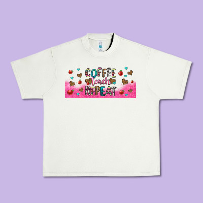 Coffee Teach Repeat Teacher Libbey Glass Urban Heavy Tee Designed By Hra Design Shop