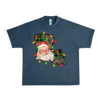 Midnight Navy Louisiana map christmas santa Urban Heavy Tee - FaDigitalArtStudio