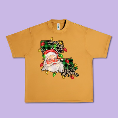 Louisiana Map Christmas Santa Urban Heavy Tee Designed By Fadigitalartstudio