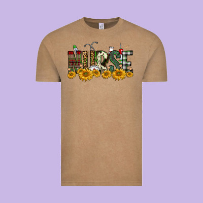 Christmas Nurse Sunflower Vintage Tee Designed By Fadigitalartstudio