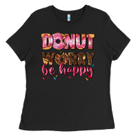 Black donut worry be happy Ladies Tee - AdoDesignShop