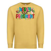 Antique Gold merry and pregnant Premium Sweatshirt - MaliasSmallBusiness