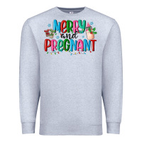 Heather Grey merry and pregnant Premium Sweatshirt - MaliasSmallBusiness